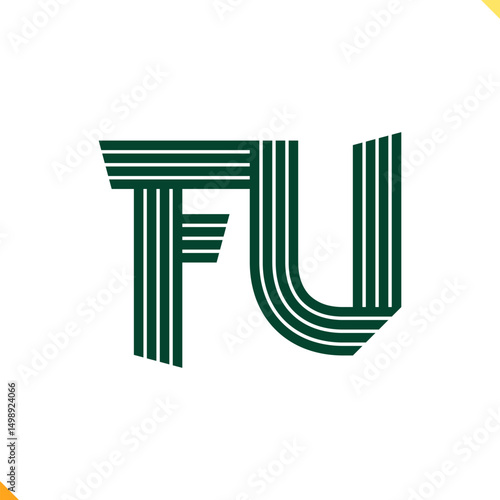 Parallel Line Monogram Initial Logo Logo Letter F and U