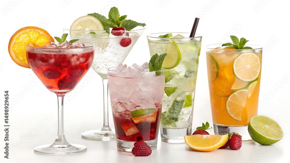 Fototapeta premium Refreshing Cocktail Drink Illustration Set