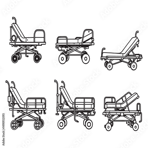 emergency stretcher gurney simple line art vector design