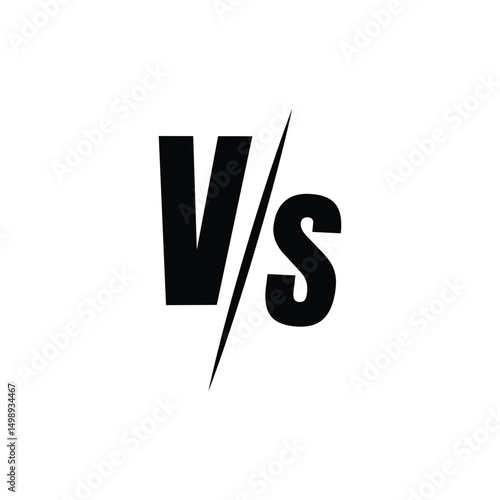 Simple vs logo design vector, flat versus icon on white background.