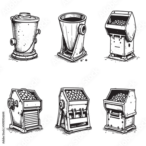 Farming tool clod crusher minimalist vector illustration