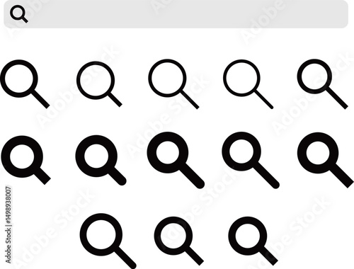 検索 アイコン セット / Search Icon Set – 虫眼鏡・探す・拡大のシンボル