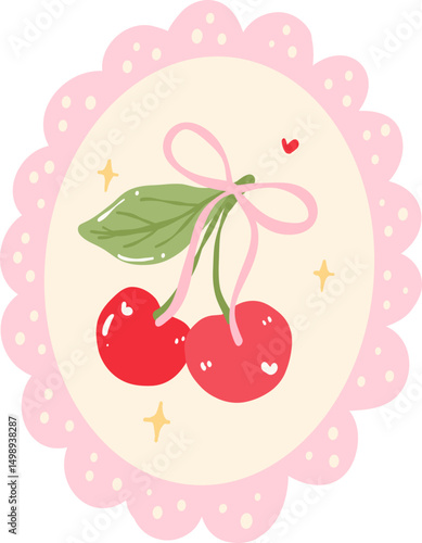 Cherry In Pink Frame