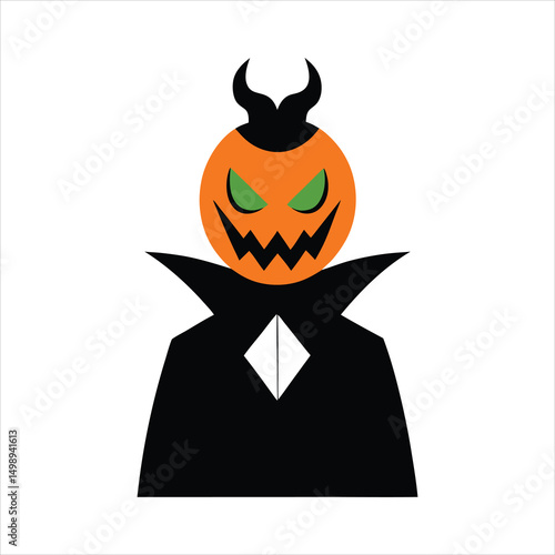 A evil pumpkin king on a white background