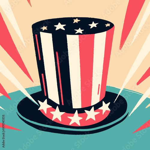 Vector Illustration of Uncle Sam Hat for American Independence Day Celebration