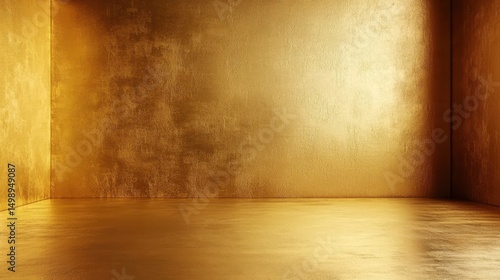 Shiny Golden Room Interior with Smooth Surface and Walls