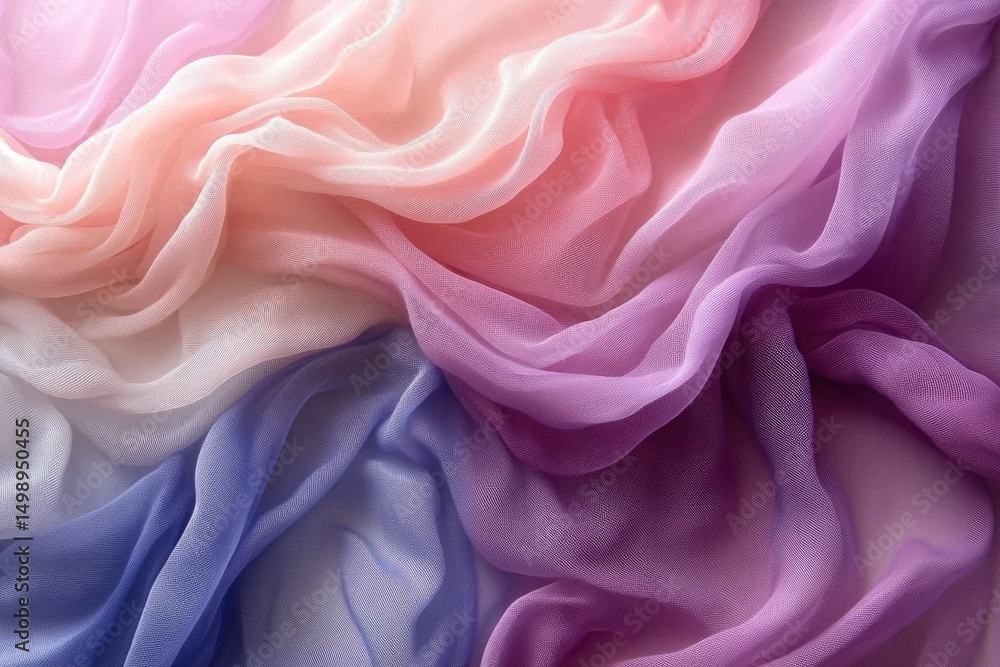 Obraz premium Delicate, light fabric softly draped, with pink and lavender gradient colors. Great for backgrounds, textiles, and dreamy or feminine themes.