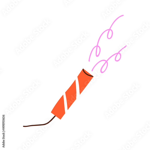 Firecracker exploding with sparks. Birthday firework blast, boom for celebrat...
