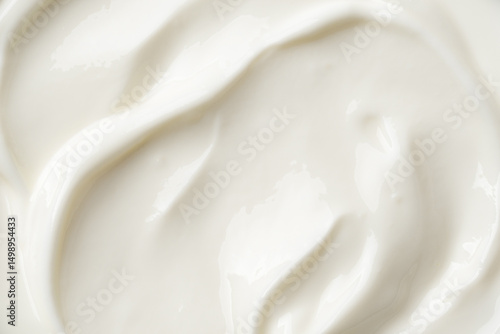 Top view of sour cream, greek or turkish yogurt texture
