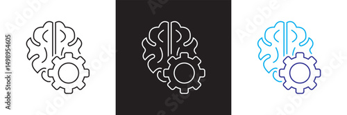 Brain related icon. Vector for websites, mobile interfaces, presentations, banner, visual branding etc. Vector illustration. isolated on white and black background. EPS 10