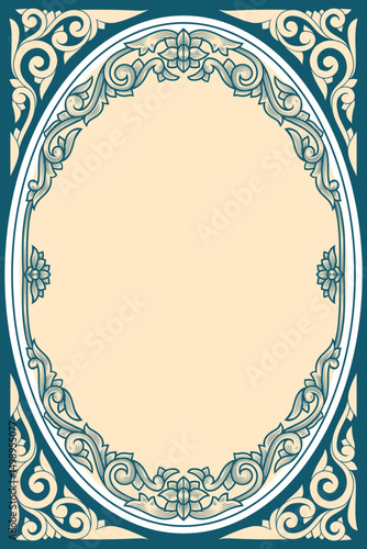 Decorative ornate retro floral blank frame template