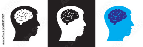 Brain related icon. Vector for websites, mobile interfaces, presentations, banner, visual branding etc. Vector illustration. isolated on white and black background. EPS 10