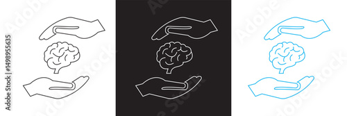 Brain related icon. Vector for websites, mobile interfaces, presentations, banner, visual branding etc. Vector illustration. isolated on white and black background. EPS 10