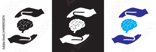 Brain related icon. Vector for websites, mobile interfaces, presentations, banner, visual branding etc. Vector illustration. isolated on white and black background. EPS 10