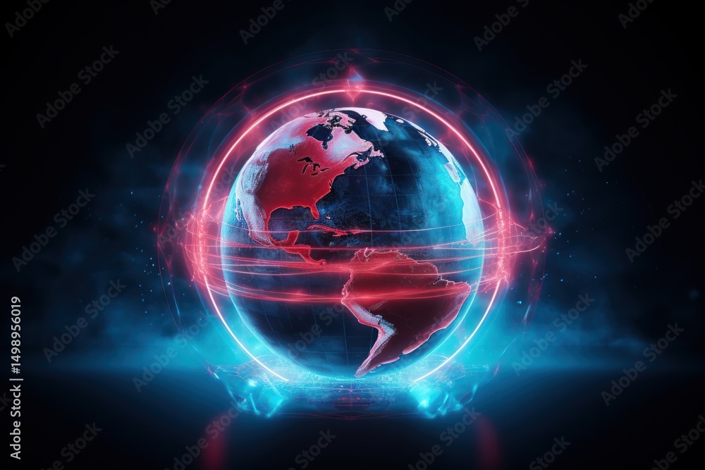 Fototapeta premium World glow globe technology planet.