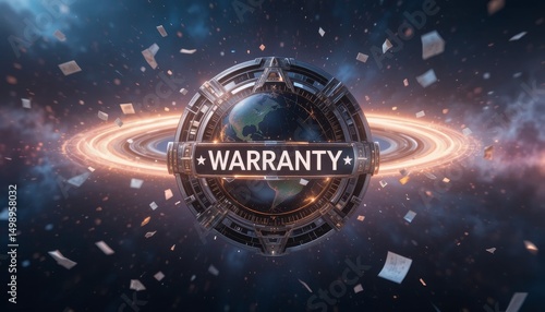 Exploring global warranty trends and innovations digital space infographic cosmic environment futuristic viewpoint