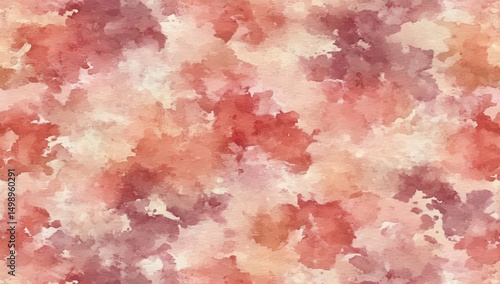 Abstract watercolor pattern in muted peach, rose, and beige tones;  seamless, blotchy texture