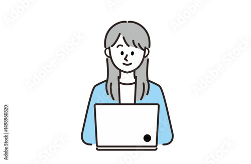 PCを使用するスーツを着ている女性