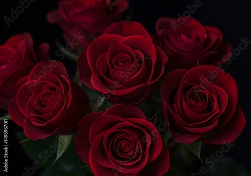 Wallpaper Mural Stunning Dark Red Roses Bouquet on Black Background Floral Photography, Valentine's Day, Love, Romantic Gift. Torontodigital.ca