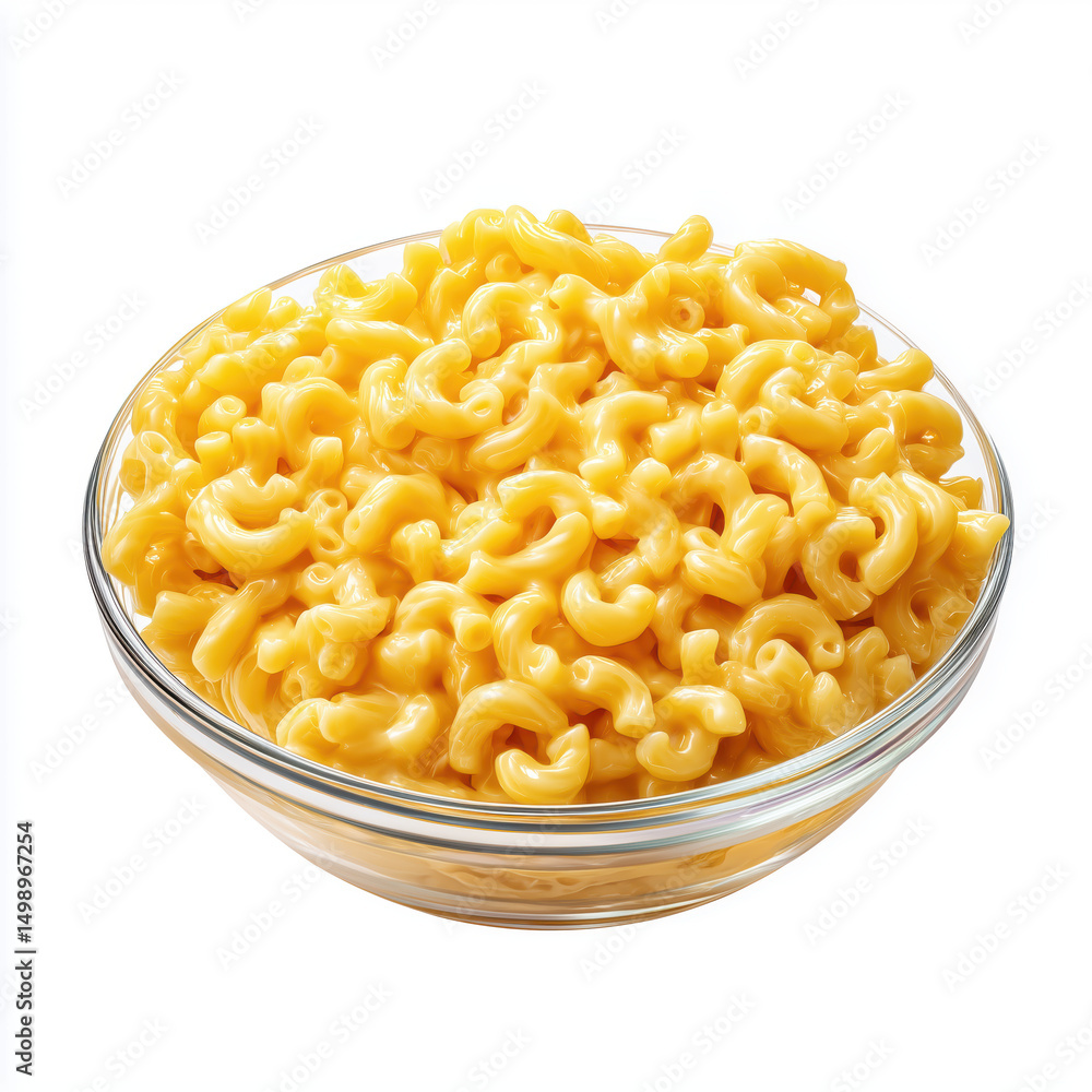 Cheesy Macaroni and Cheese in a Glass Bowl , isolated on white background png Cheesy Macaroni and Cheese in a Glass Bowl , isolated on white background png