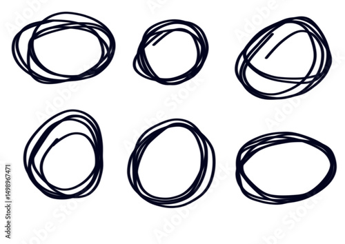 Marker drew a circle of scribbles. Children's drawing. Figured brush strokes, marker scribbles as elements of graphic design, highlighting