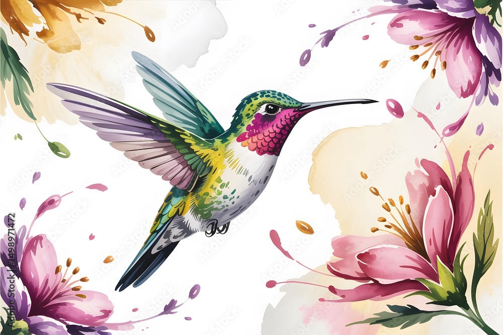 Obraz premium hummingbird and flowers