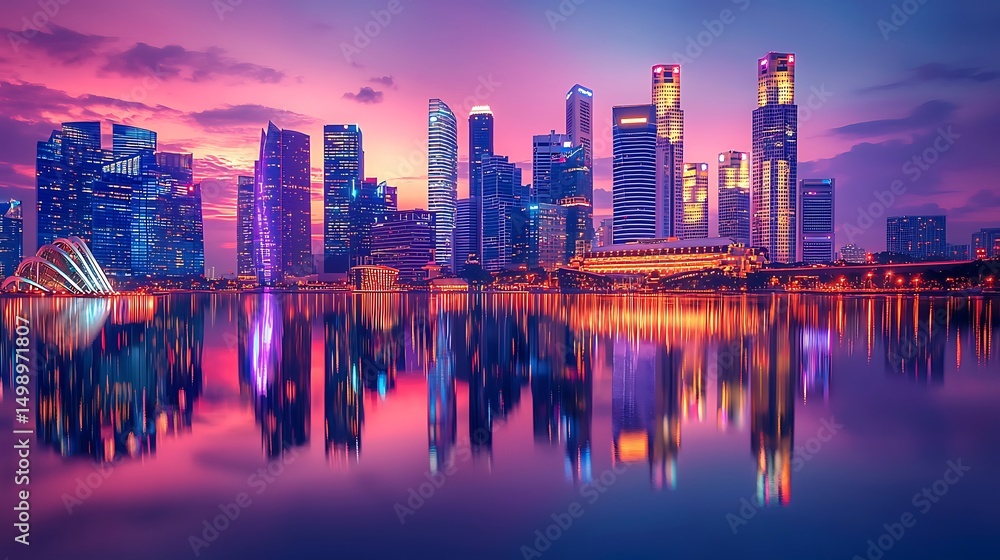 Fototapeta premium Skyscrapers mirrored in water high resolution picture