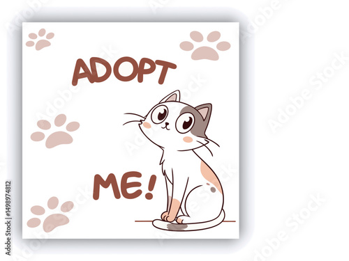 Adopt, don't shop! Creative square banner template. Naive illustration with young woman, who hugging her adopted dog with big heart on background. Flat style. Kawaii clip art with french bulldog.