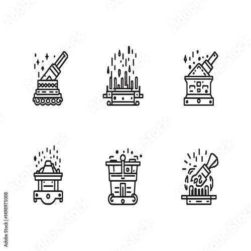 Line art drawing of clod crusher farm machinery