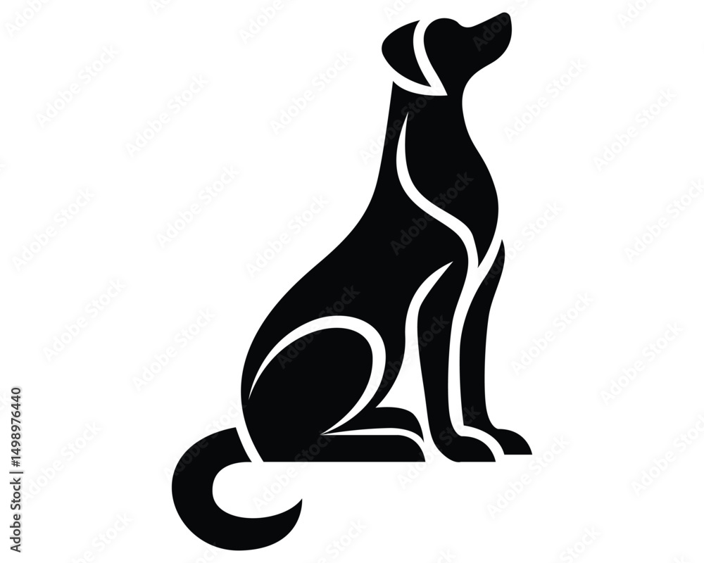 Vector black silhouette of a dog isolated on a white background. Vector black silhouette of a dog isolated on a white background.