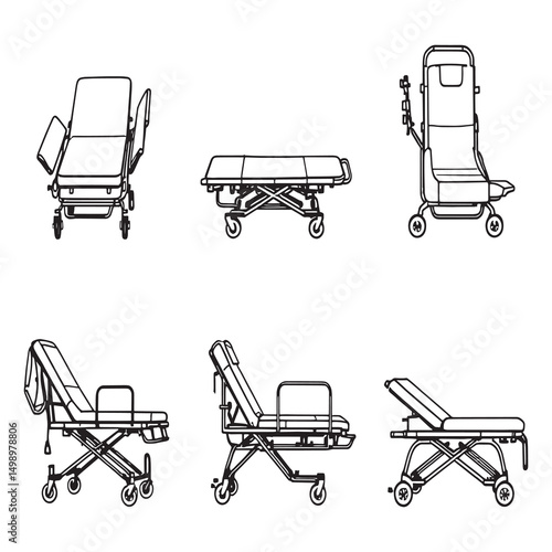 line art vector medical stretcher gurney emergency transport