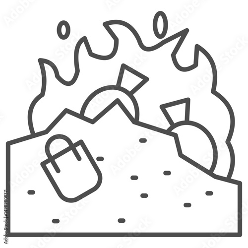 Incineration Outline Icon Element For Design