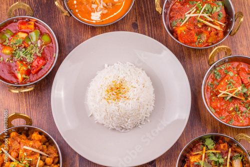 indian food in restaurant placed on the table Indian cuisine