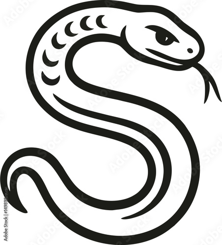 Coiled serpent forms a bold S