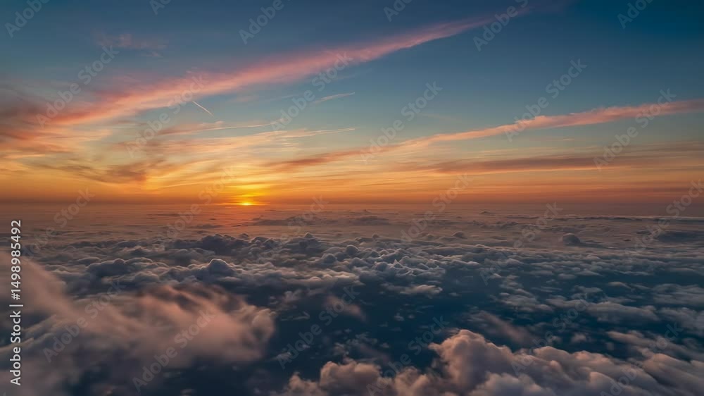 Sunset above clouds aerial perspective Sunset above clouds aerial perspective