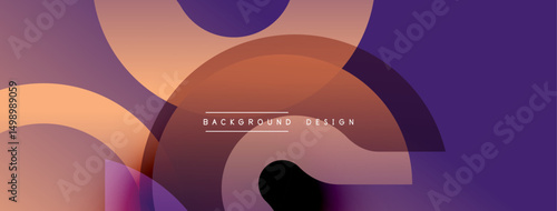 Abstract gradients form flowing shapes. Purple, orange hues blend creating modern background design. Minimalist aesthetic, smooth transitions visible.