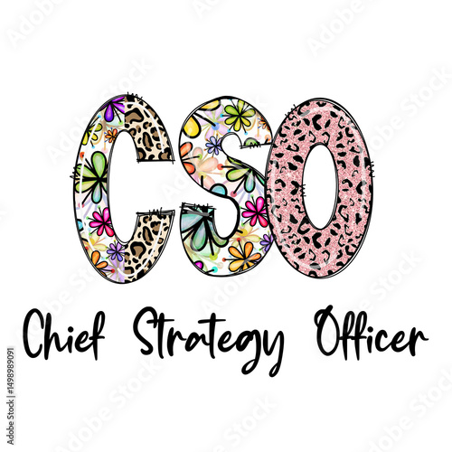Colorful CSO Design with Floral and Leopard Print for Chief Strategy Officer Apparel