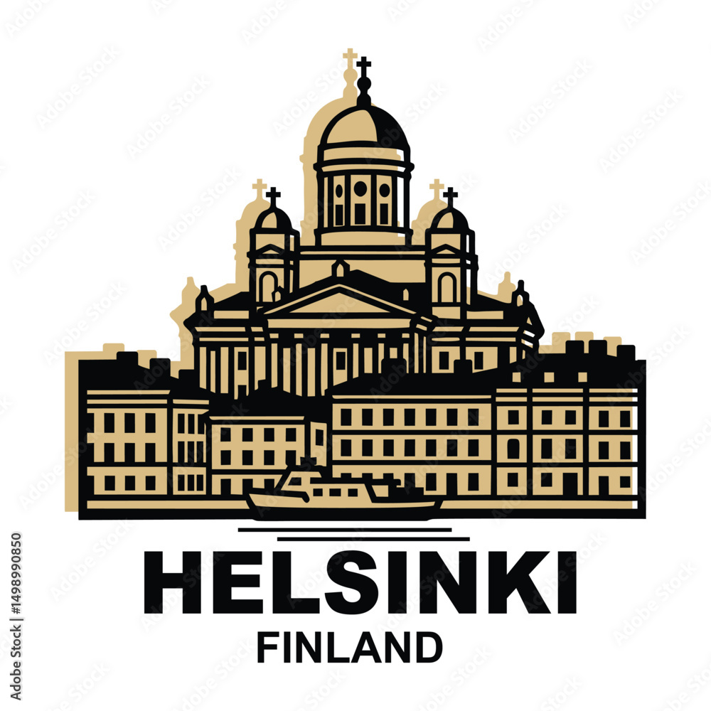 Fototapeta premium helsinki finland famous landmarks vector logo