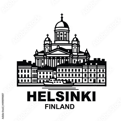 helsinki finland famous landmarks vector logo