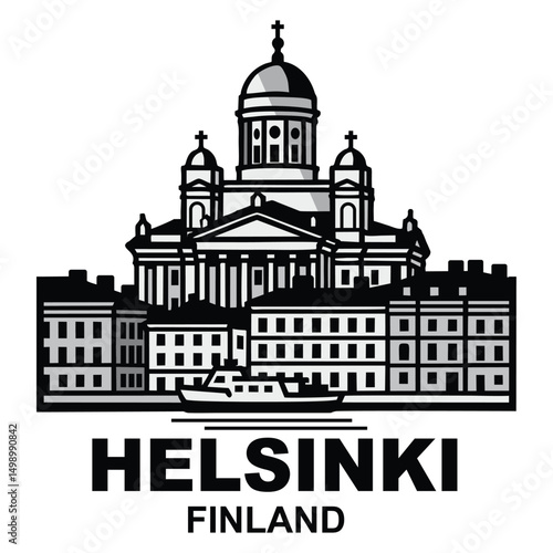 helsinki finland famous landmarks vector logo