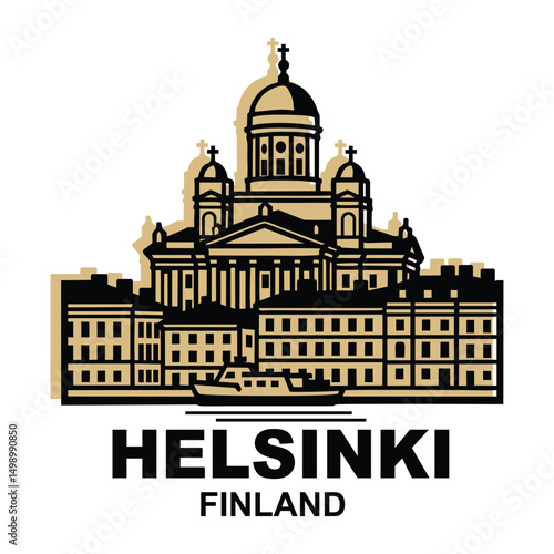 helsinki finland famous landmarks vector logo