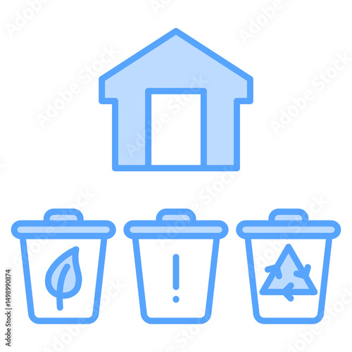 Waste Sorting Blue Icon Element For Design