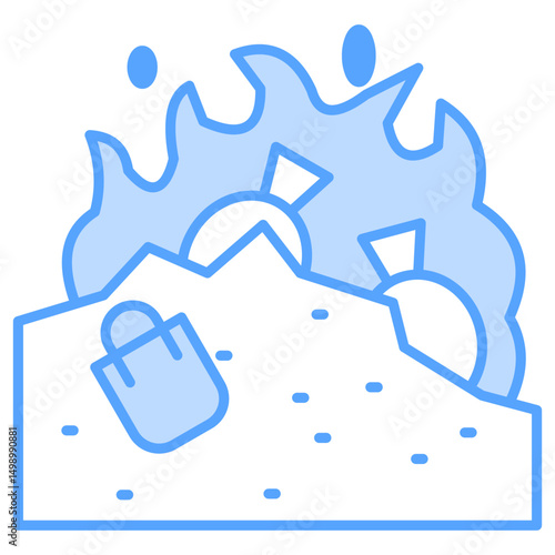 Incineration Blue Icon Element For Design