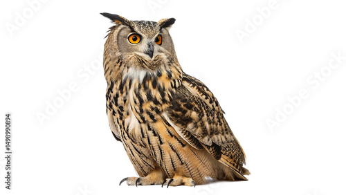 Eurasian eagle owl bubo bubo isolated on transparent background