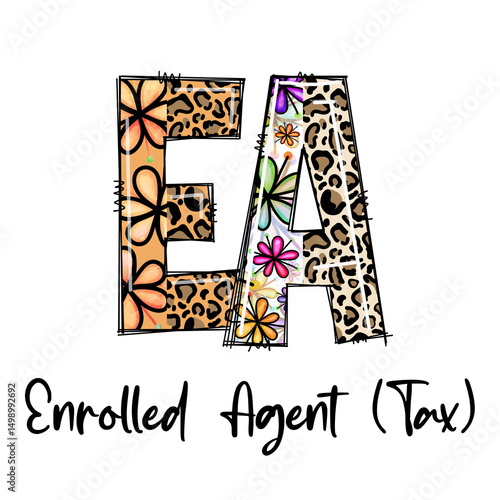 Enrolled Agent (Tax) Design with Leopard Print and Flowers