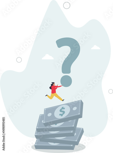 Money question, where to invest, pay off debt or invest to earn profit, financial choice or alternative to make decision concept. character life .