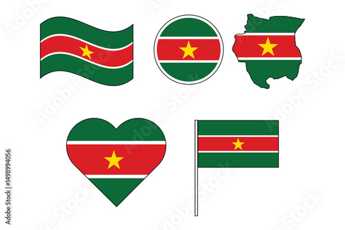 Free Download set of badges with flag of Suriname vector illustration - GFXLoad