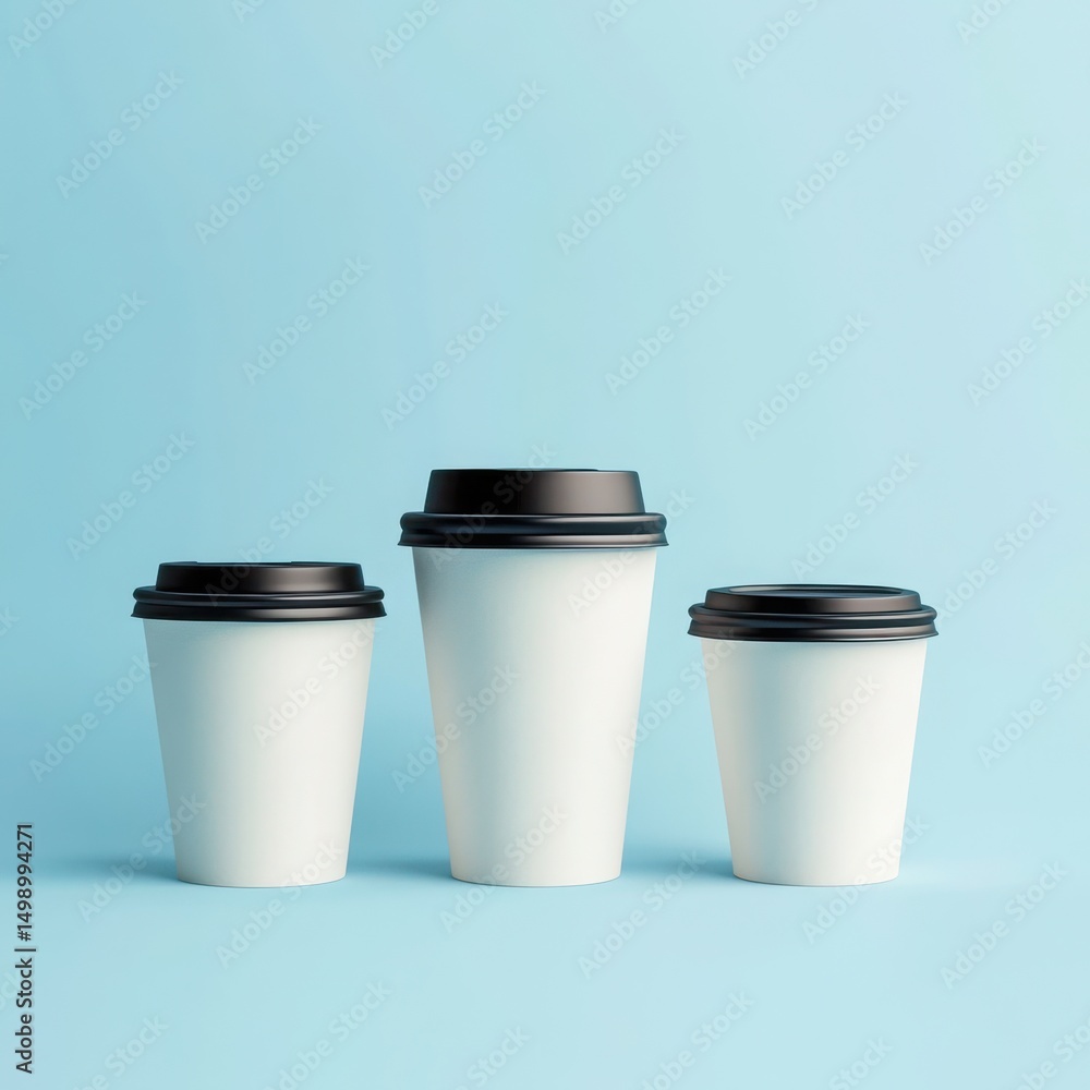 Three white coffee cups isolated on white background Three white coffee cups isolated on white background