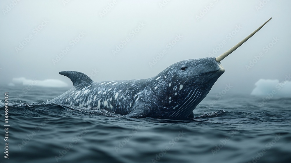 Fototapeta premium 56. Narwhal skin detail, smooth gray surface, Arctic ocean background