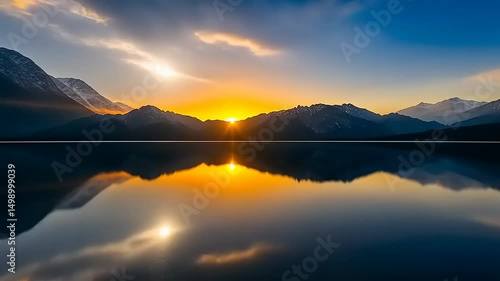 Wallpaper Mural Serene mountain lake reflection at sunset with vibrant sky and water landscapes Torontodigital.ca